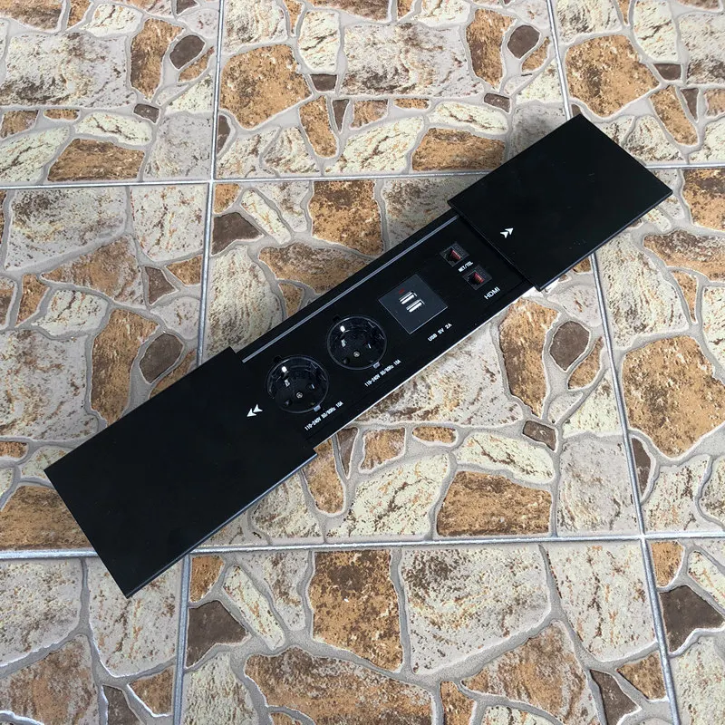 

Скрытая пластина из алюминиевого сплава, тип слайдов, 2 розетки питания, двойной порт USB для зарядки RJ45 RJ11, Офисная настольная розетка, матовы...