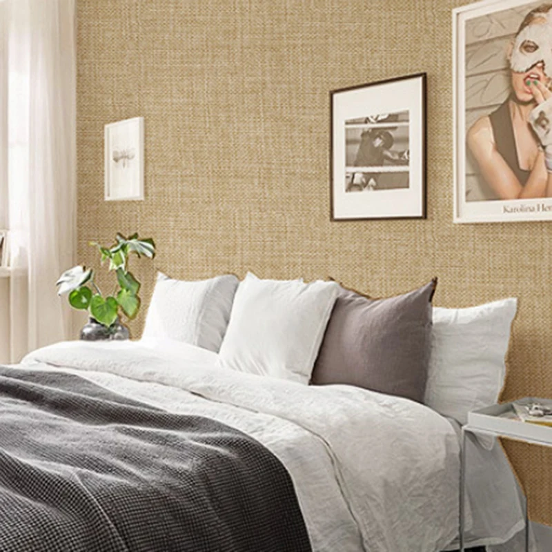 

Solid Color Plain Linen Cloth Wallpaper Simple Modern For Living Room Bedroom Luxury Walls Papers Waterproof Wall Clothing