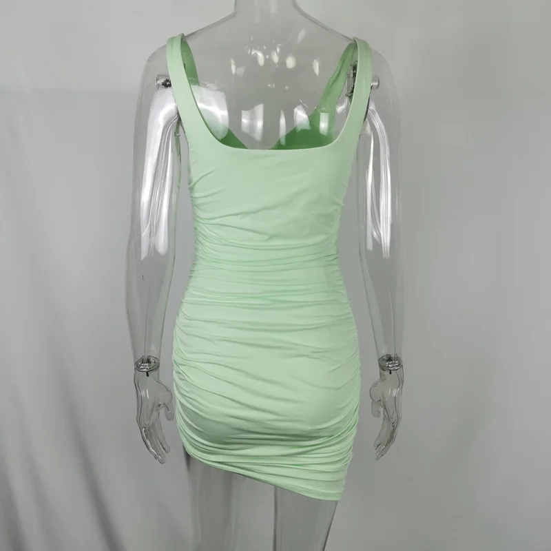 

Women Summer Sexy Deep V-neck Mini Bodycon Dress Y2k Girls Fashion Streetwear Cotton Club Wear High Low Ruched Backless Dresses