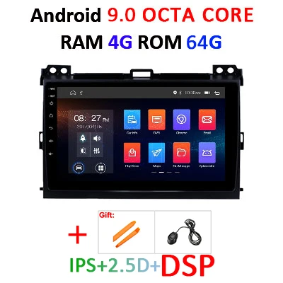 64G DSP Android 9,0 ips Автомобильный gps для Toyota LAND CRUISE Prado 120 2003-2009 Lexus GX470 Мультимедиа Навигация стерео радио без DVD - Цвет: 4G 64G NO CANBUS-DSP