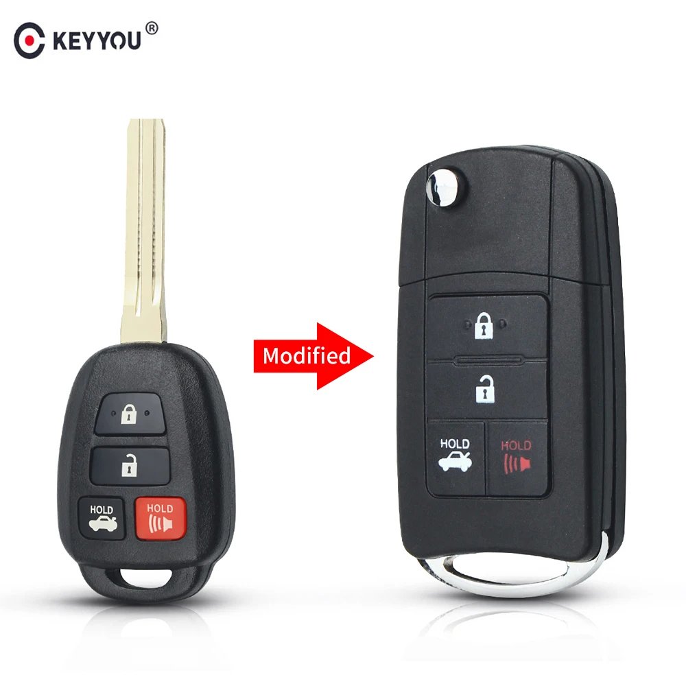 Модифицированный складной флип чехол KEYYOU с 4 кнопками для Toyota Camry Reiz Corolla RAV4 Prius Key