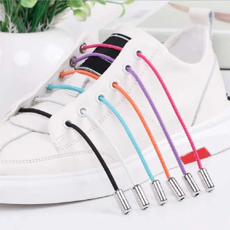 

New Elastic Locking Shoelaces Round No Tie Shoe Laces Kids Adult Sneakers Shoelaces Quick Lazy Shoe Lace Shoestrings 2.8mm*100cm