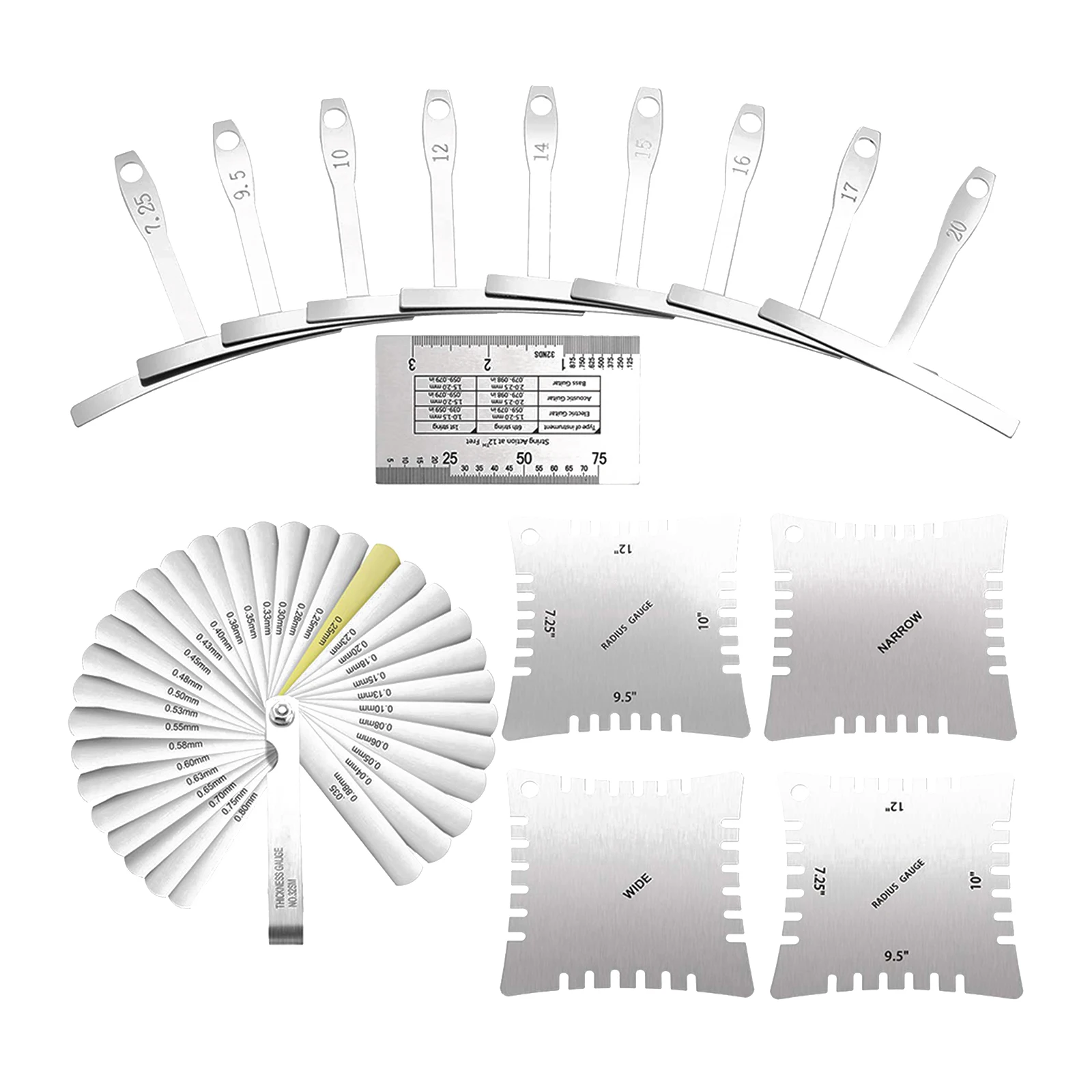 

15 Pieces Guitar Luthier Tools Set Professional Guitar Gauge Guitar Notched Gauges for Guitar and Bass Setup