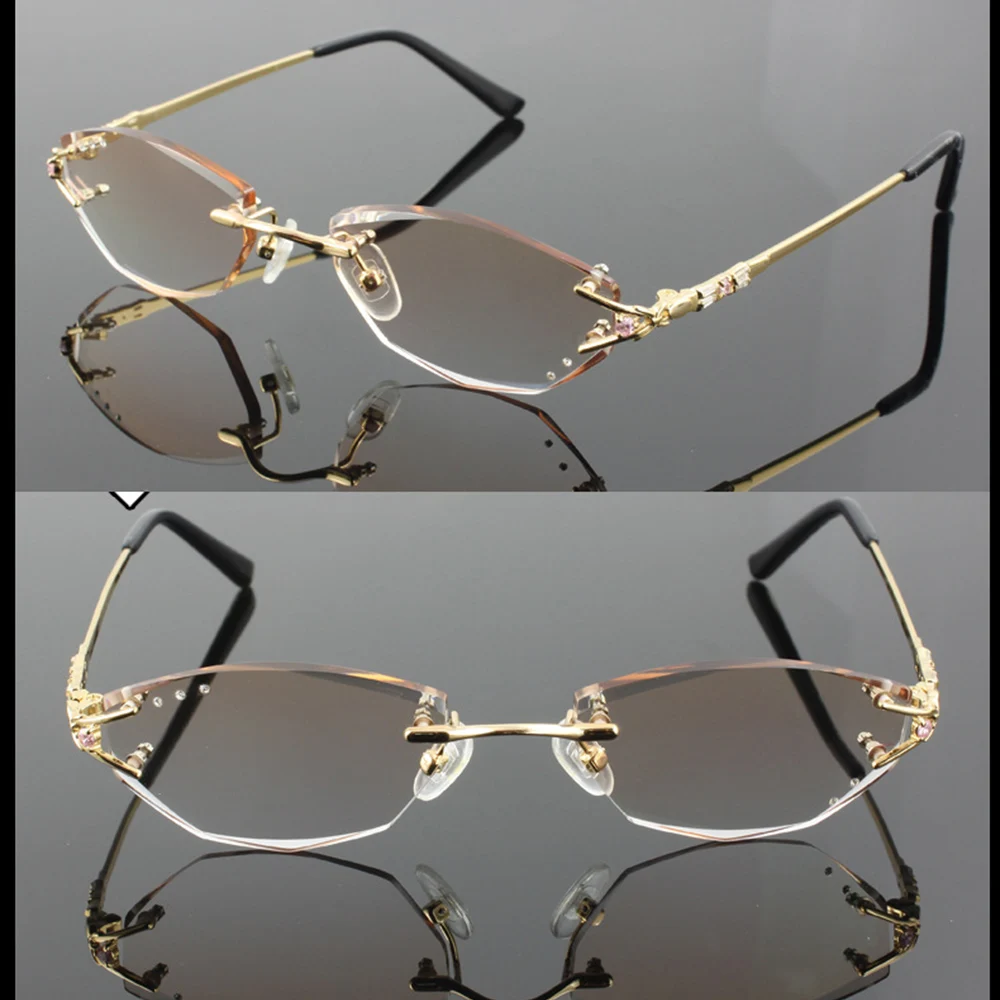 Luxury PRIVATE Custom Manual Pure Titanium Frame Diamond Cut High-elastic Tinted Lenses Ladies Prescription Glasses Photochromic |