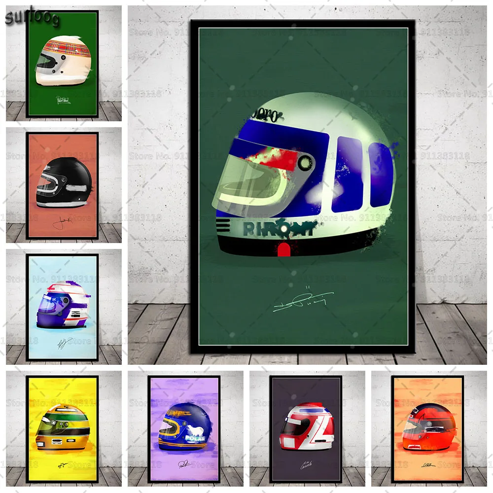 Плакат с изображением шлемов Ayrton Senna. Легендарные горячие фотографии, печати на холсте для декора гостиной и дома.