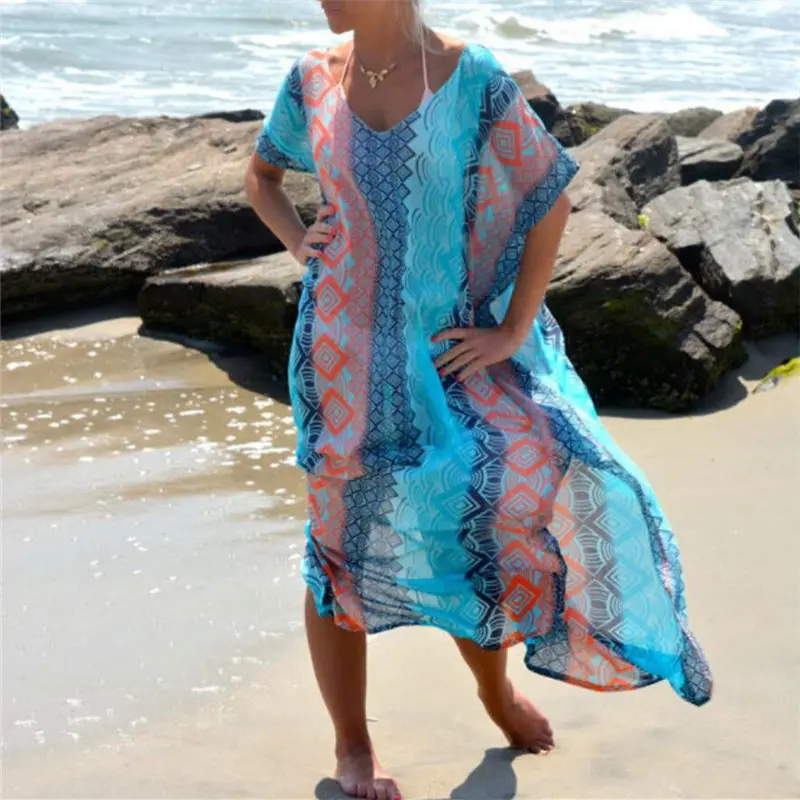 Наряд кафтан на пляж парео саронги сексуальная накидка шифон Бикини Купальники