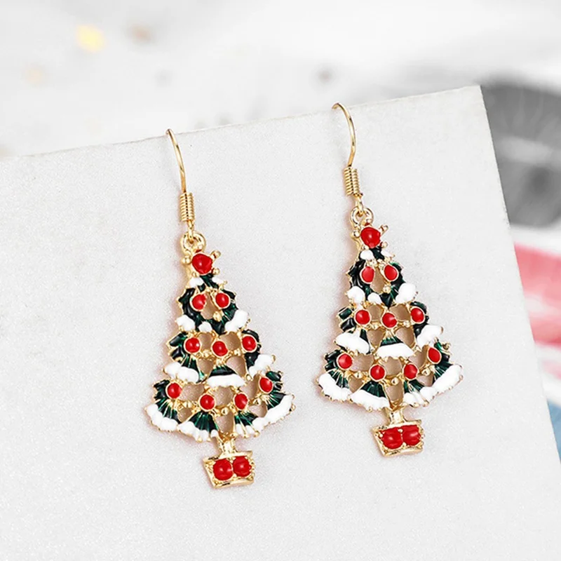 Christmas Earrings Zinc Alloy Festival Ornaments 1Pair Tree For Women Metal Stud Earring Fashion Gift Jewelry | Дом и сад