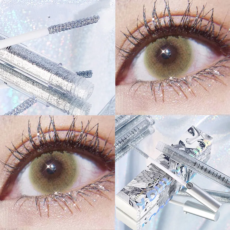 

1pc diamond glitter mascara quick dry water drop makeup long lasting waterproof curling thick shiny eyelash mascara