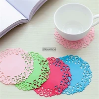 300pcs round heat resistant silicone mat drink cup coasters non slip pot holder table placemat kitchen accessories