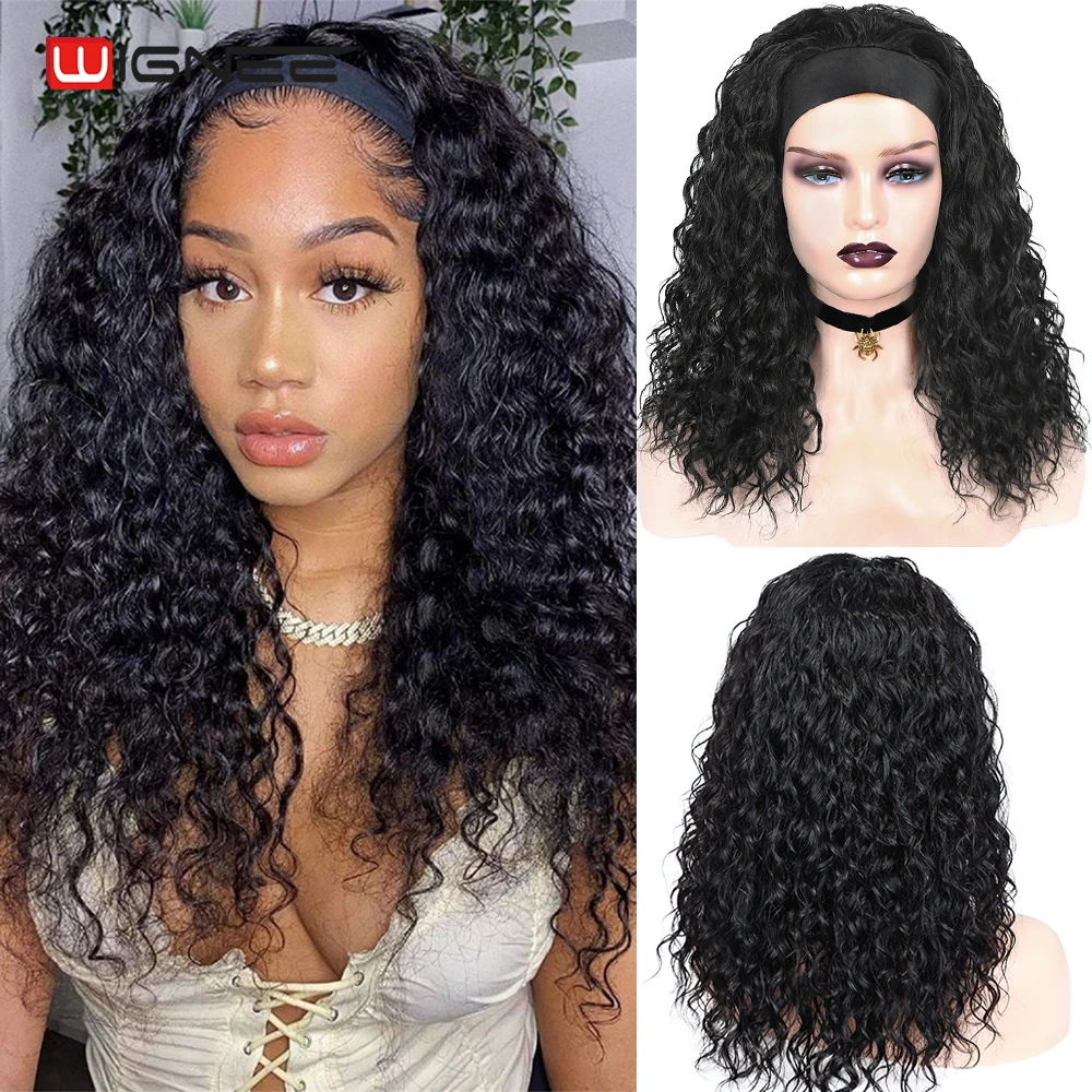 Wignee Headband Wig Kinky Curly Loose Curls Wig Water Wave Headband Wig Human Hair 150%High Density Brazilian HairWigs For Women