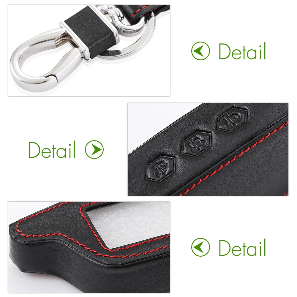 Кожаный чехол для брелка черный кожаный двухсторонней автосигнализации Starline B9 B6