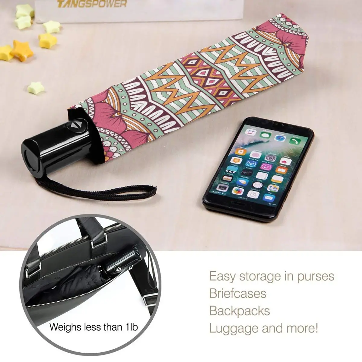 

Wind Resistant Folding Automatic Umbrella Women Auto Colorful Mandala Print Windproof Umbrellas Rain For Men Parasol