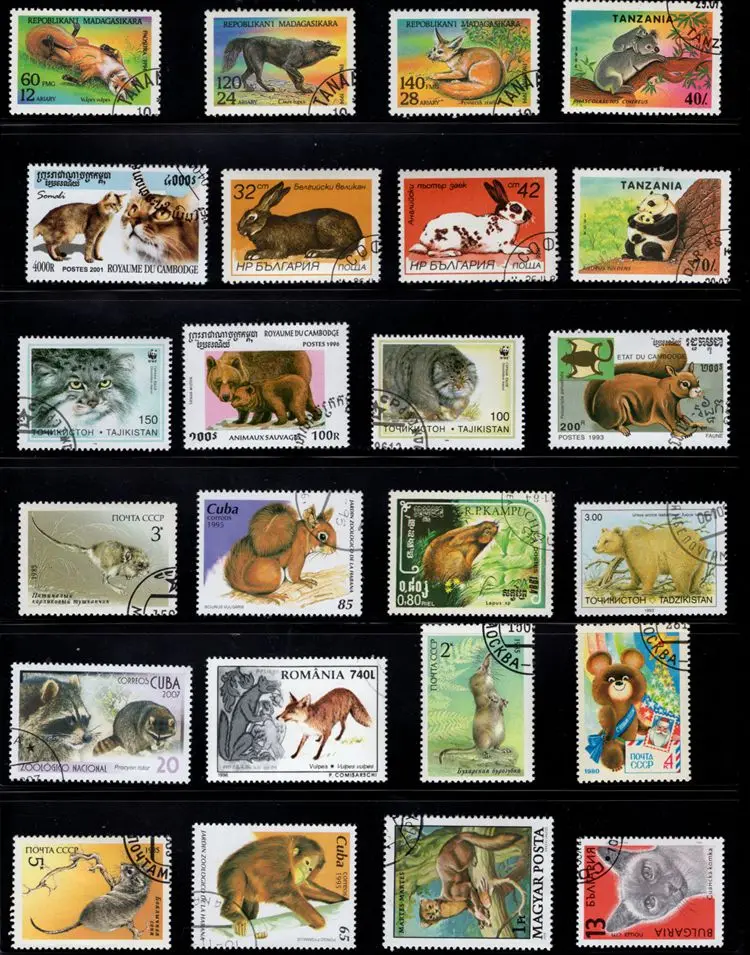 50 шт./лот штамп с животными из меха панды все отличаются многих стран почтовые