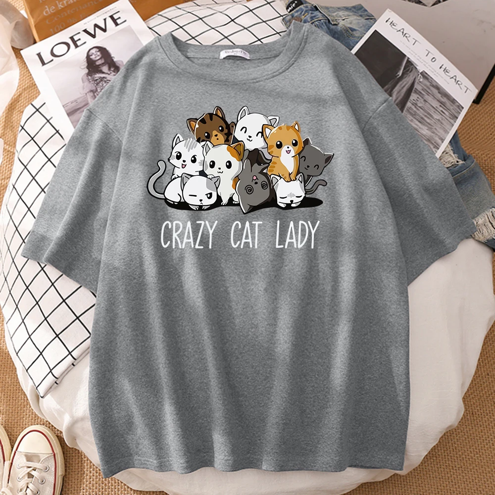 Креативная сумасшедшая кошка женская футболка с принтом мужская спортивная