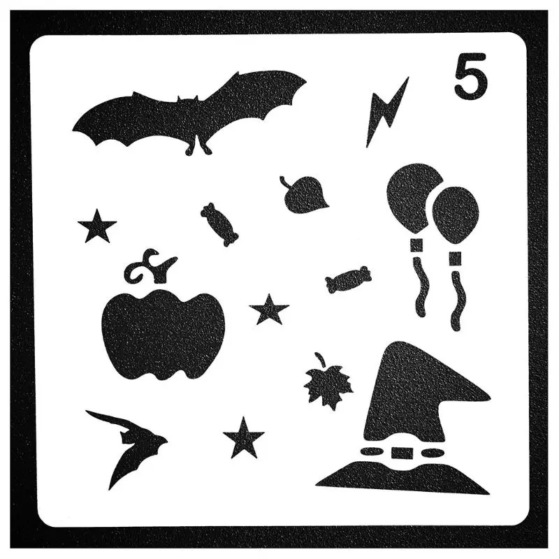 

8 Pieces Plastic Halloween Themes Stencils Scale Template Set, Old Castle,Pumpkin,Skeleton,Witch,Bat,Ghost,Art Drawing