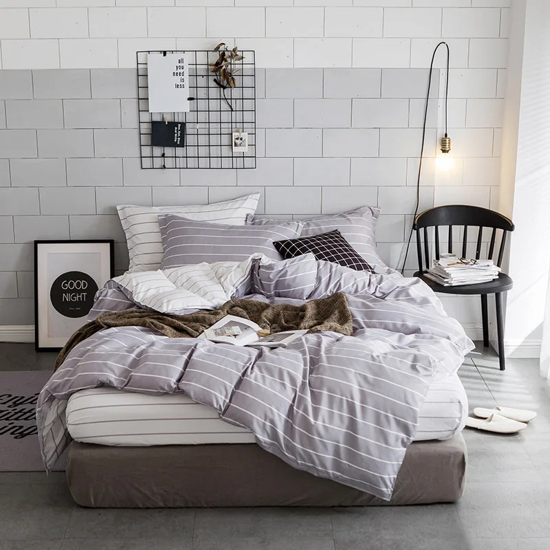 Комплект простых пододеяльников в полоску наволочка для постельного белья 2/3/4