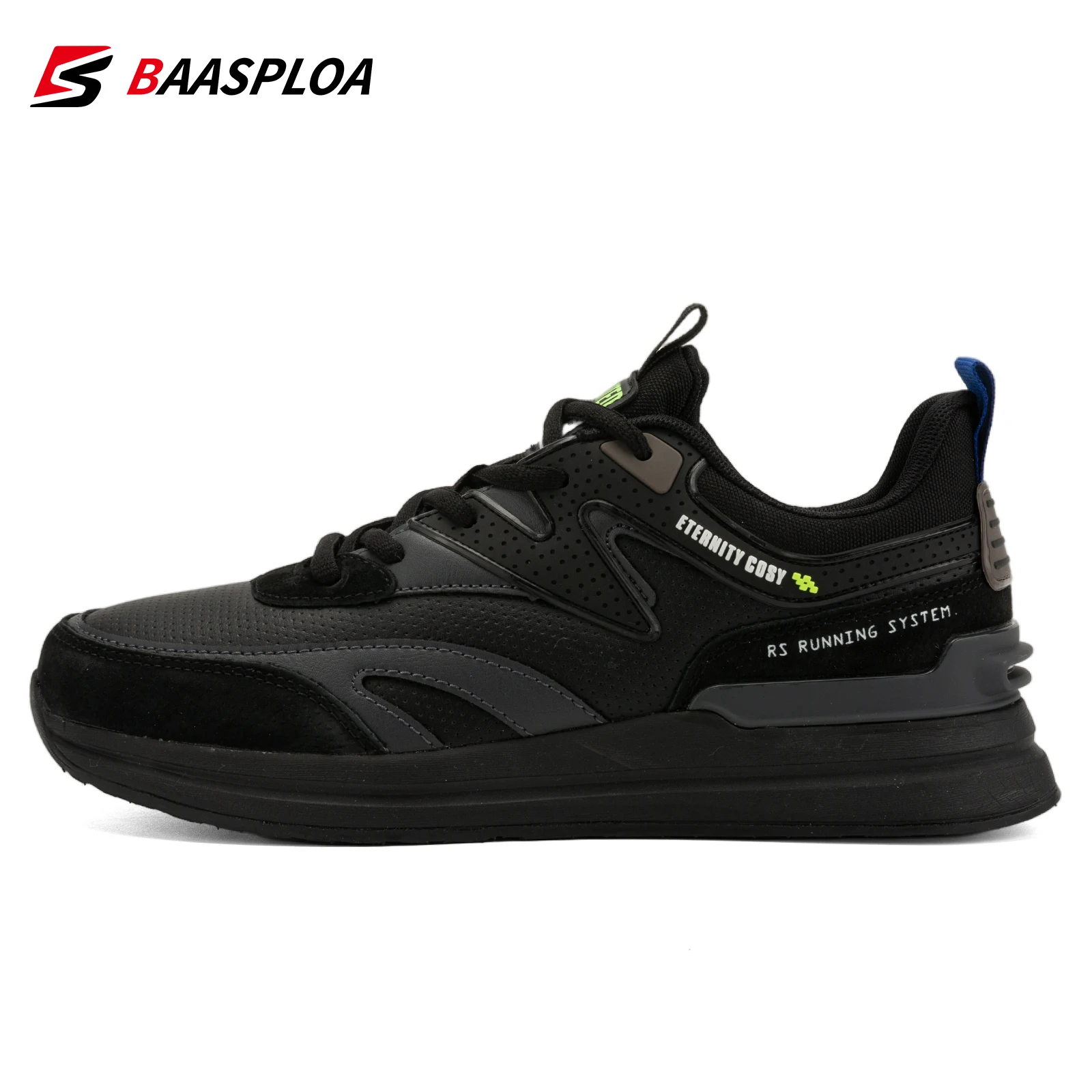 Baasploa New Men Leather Running Shoes Lightweight Non-slip Sneakers Fashion Male Casual Comfortable Lace Up Walking Tenis Shoes