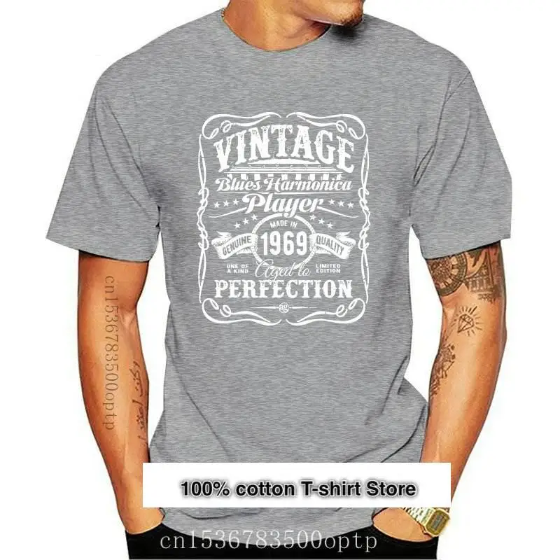 

Camiseta Vintage de algodón para hombre, camisa divertida de manga corta con estampado de armónico, de alta calidad, 100%, 1958