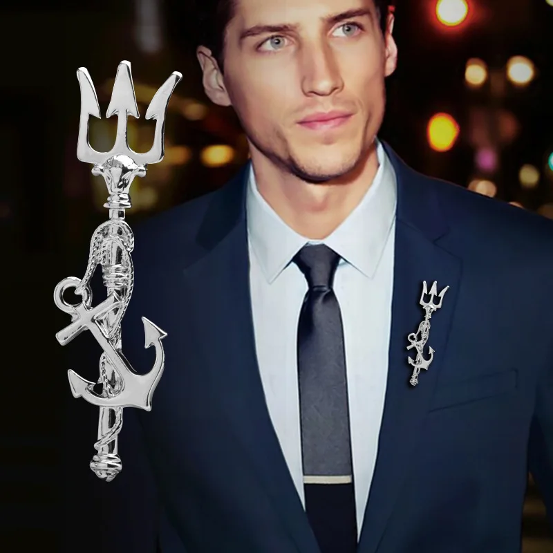 Высококачественная Винтажная брошь Тройник Металлическая Булавка С якорем