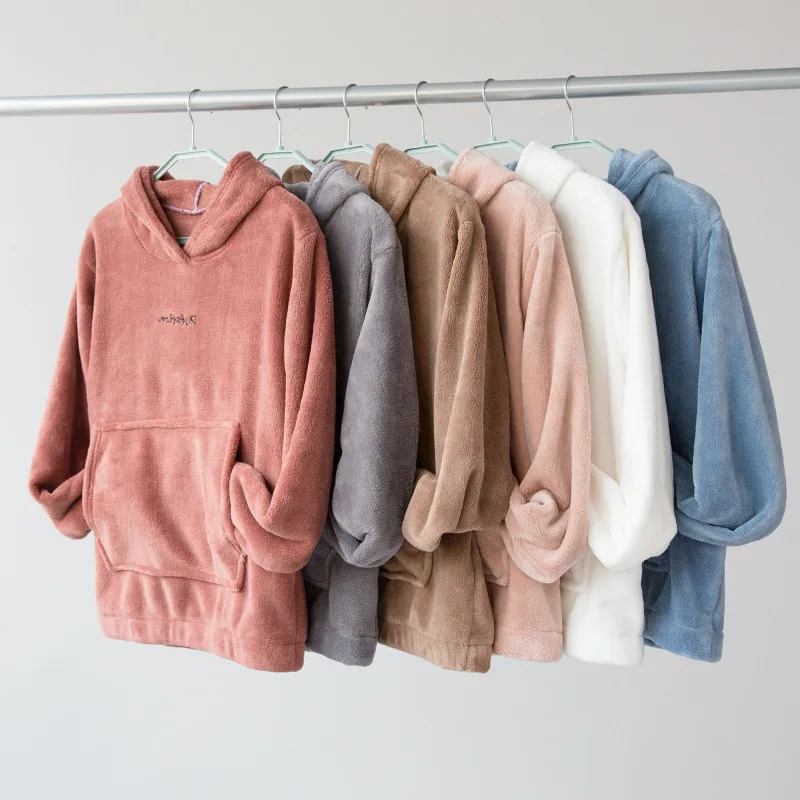 

AECU Women Flannel Winter Pajamas Sets Soft Lingerie Top Long Sleeve O-neck Full T-Shirt & Pants Homewear Warm Underwear