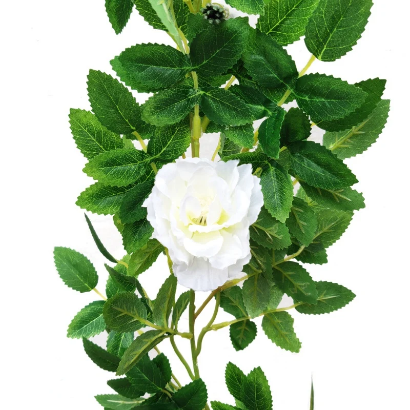 Artificial Rose Vine Flower and Green Leaf Crepe Hanging Wreath Ivy Plant Home Wedding Party Garden Wall Decora | Дом и сад