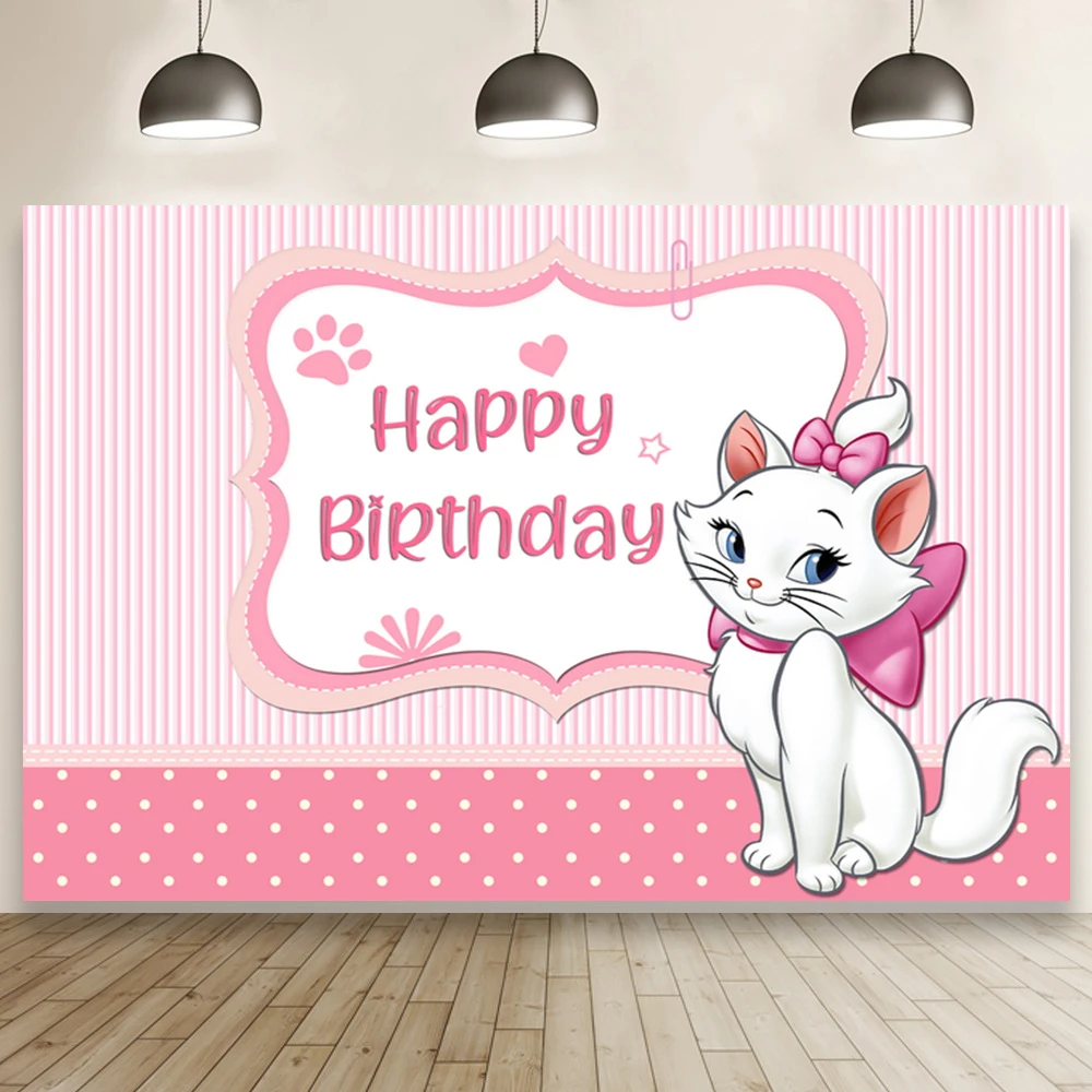 

Cute Cat Marie Flowers Pink Girl Party Backdrop Child Birthday Table Decoration Photography Photo Background Kids Vinyl Banner