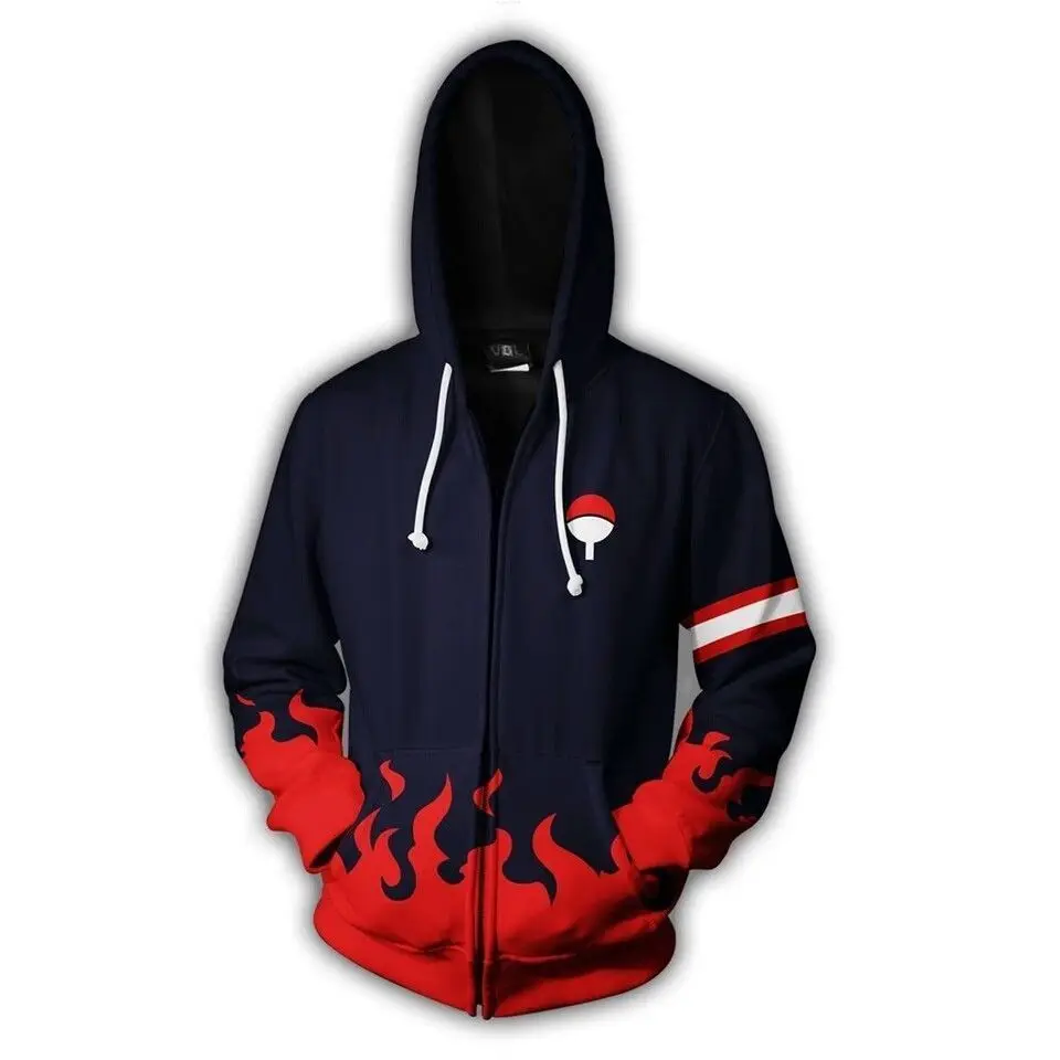 Akatsuki Uzumaki наруто костюмы Наруто Учиха толстовки itachi куртка для косплея с 3D принтом на молнии для мужчин и женщин спортивные толстовки - Цвет: Тёмно-синий
