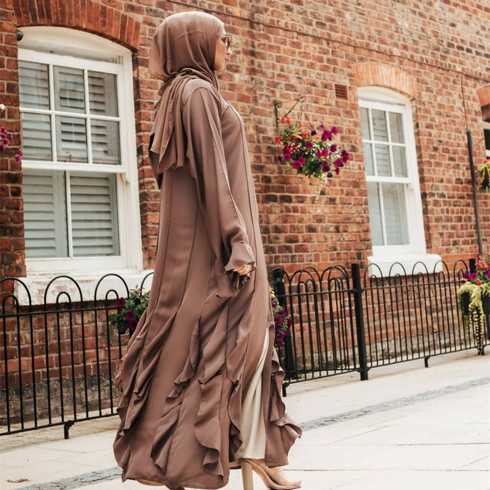 Рамадан Eid Djellaba Abaya кимоно Дубай Кафтан мусульманский кардиган Abayas Женский