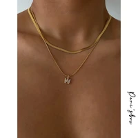 perisbox gold color titanium steel snake link chain necklaces minimalist mixed chain choker for women simple daily jewellery