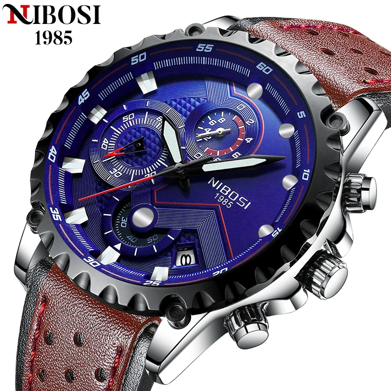 

NIBOSI 2021 Watch Men Fashion Sport Quartz Clock Mens Watches Brand Luxury Leather Military Waterproof Watch Relogio Masculino