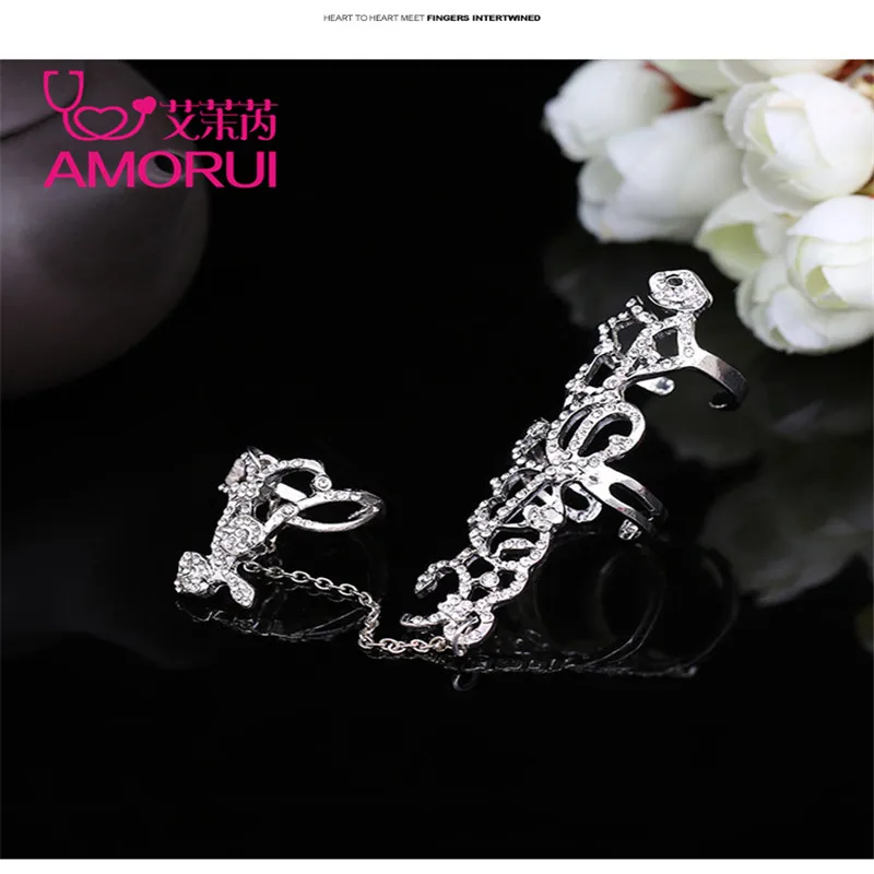 AMORUI личность роза с украшениями в виде кристаллов и цветов ажурное Регулируемые