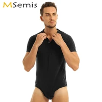 us stock men adult one piece baby lingerie sexy press button open crotch shirt bodysuit pajamas gay diaper lover clubwear romper