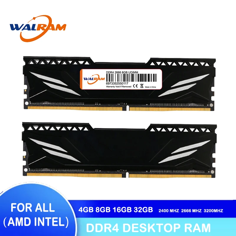 

WALRAM memoria ram ddr4 4GB 8GB 16GB 32GB 2400MhHz 2666MHz 3200MHz DIMM Memory Desktop Rams with Heat Sink Memories