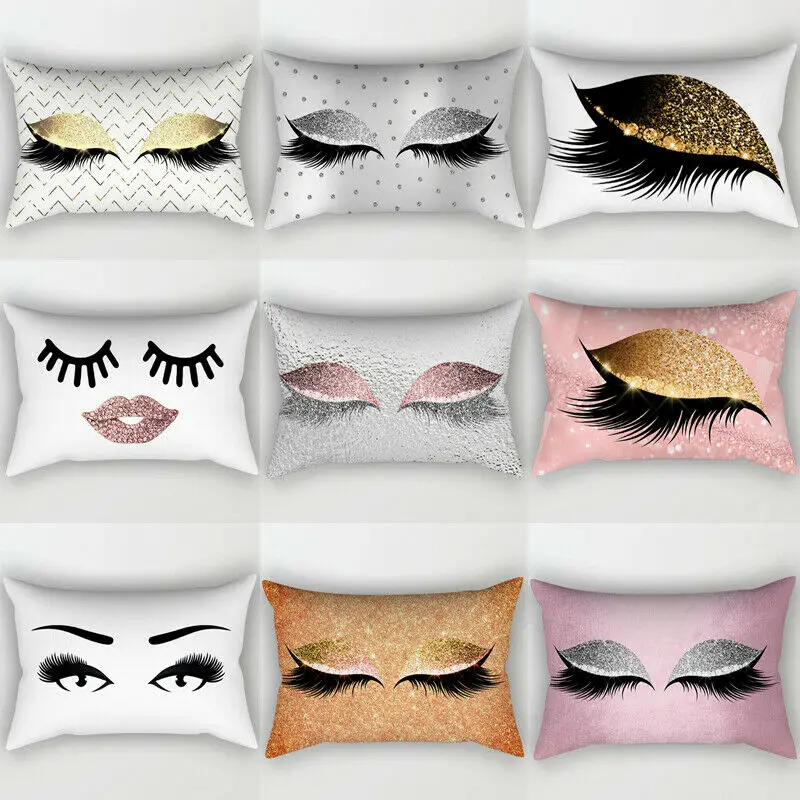

Eyelash Sequin Glitter Waist Rose Gold Throw Pillow Case Cotton Linen Sofa Throw Cushion Cover Home Decor New Polyester Pillow