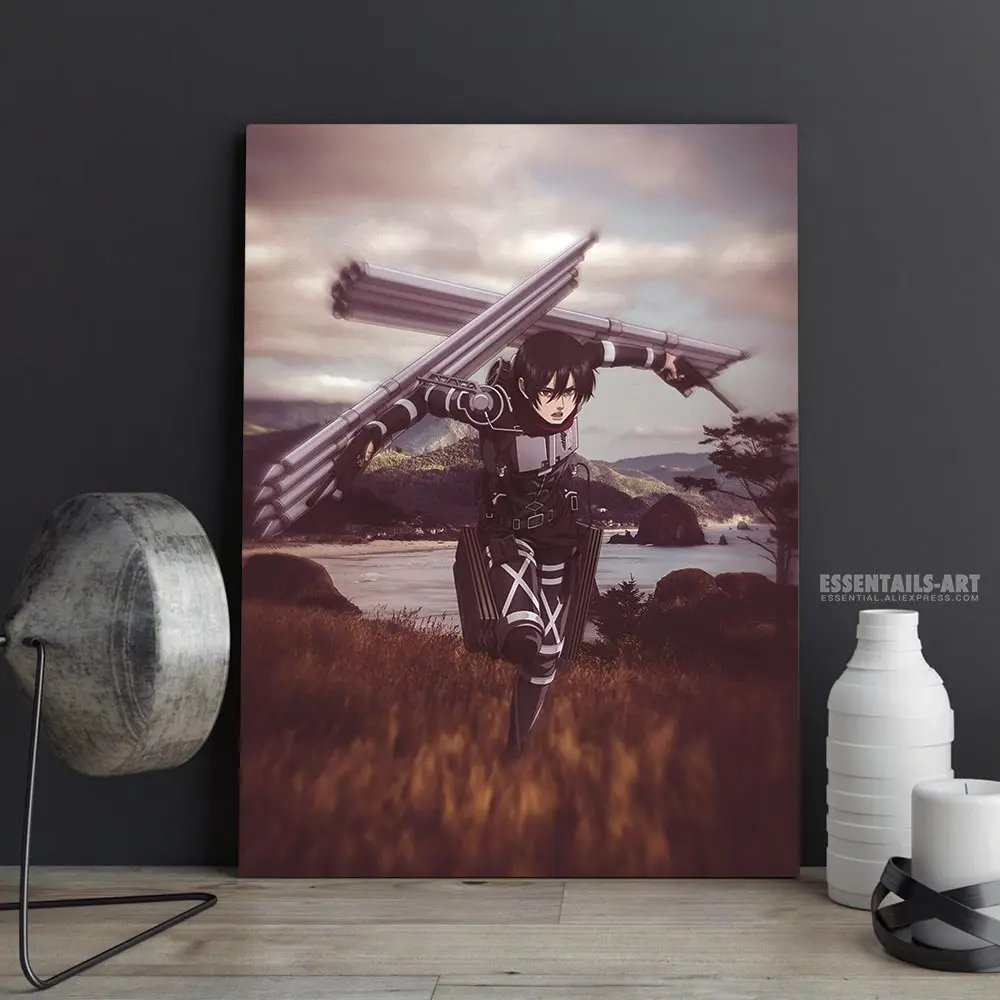 Украшение из аниме атака на Титанов настенный постер Mikasa Ackerman с принтом для