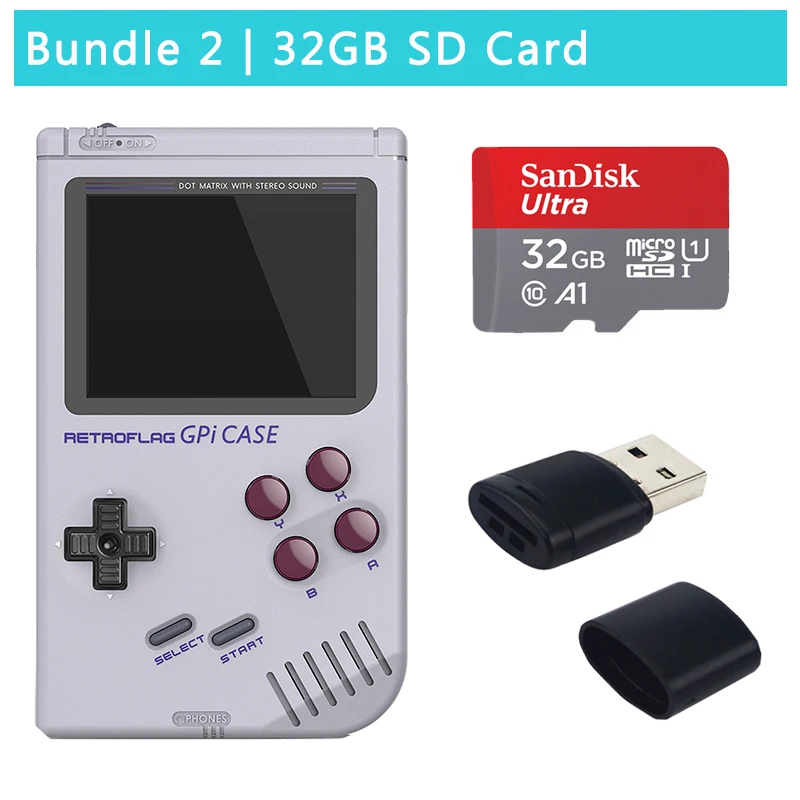Bundle 2 Retroflag GPi чехол Игровой Набор для Raspberry Pi Zero W 1,3 опционально 32 Гб 64 Гб sd-карта медные радиаторы для RPI Zero - Цвет: Bundle 2