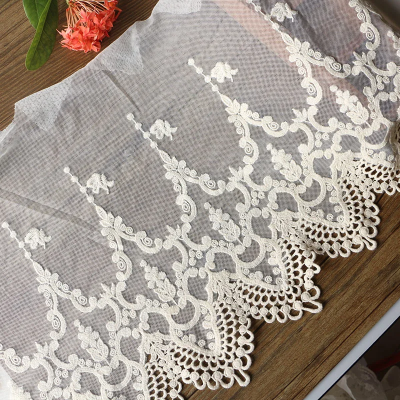 1 ярдов/lot28cm белая сетка кружевная лента с вышивкой платье Кружева рукоделие кружевная ткань для шитья кружевные аксессуары отделка