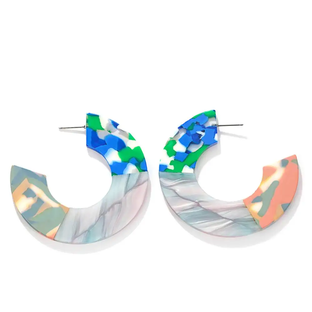 C-образные серьги-подвески цветные акриловые серьги для женщин бриллиантовые