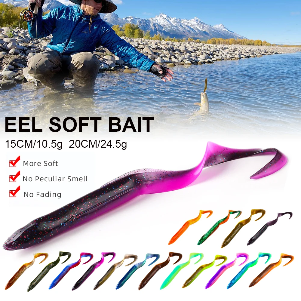 

15cm 20cm Fishing Lures Eel Soft Bait Crankbaits Artificial Lure Fishing Grubs Fishing Swimbait Jigging Plastic Floating Baits