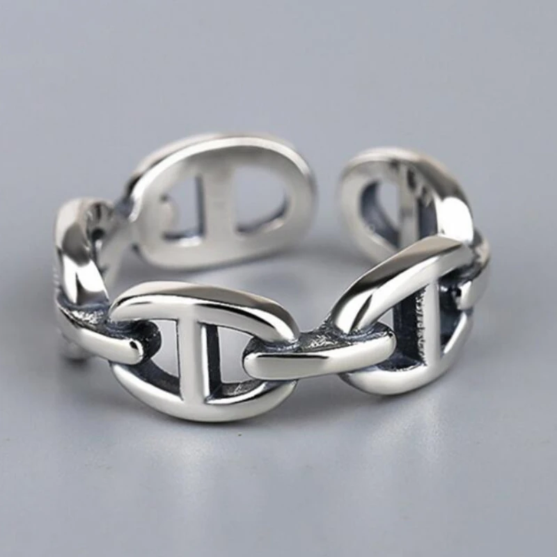 

2021 New Charm Trendy Elegant Black Adjusted Open Vintage Silver Rings for Women Men Girl Prevent Allergy Gift Fashion Jewelry