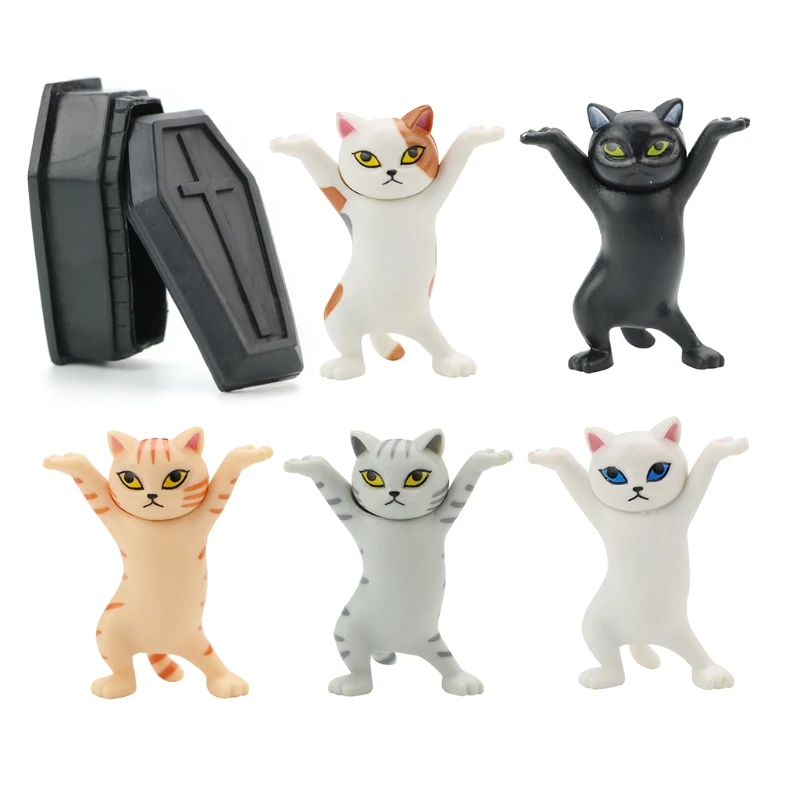 

The Cat Lifted The Coffin Dancing Cat Pen Holders Mobile Phone Holder Handmade Model Ornaments