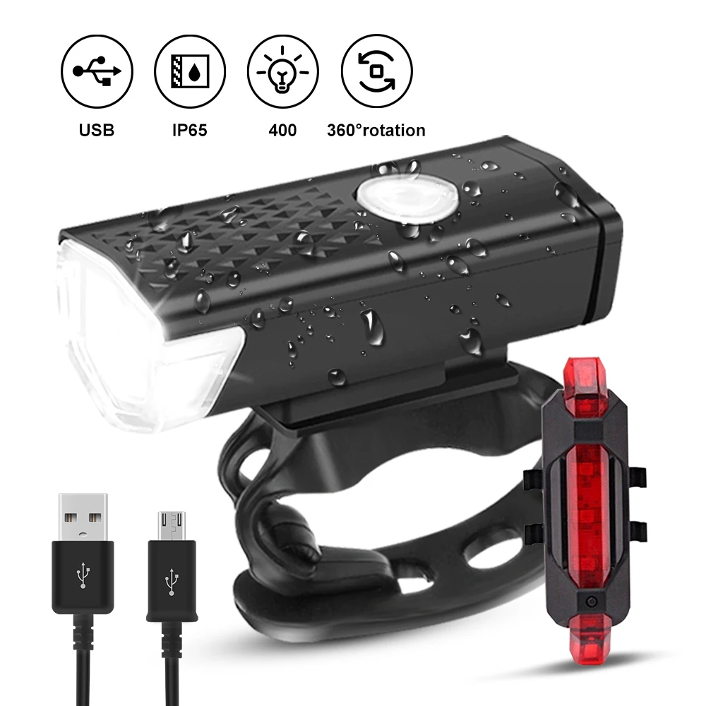 Комплект велосипесветильник фонарей с зарядкой через USB передсветильник