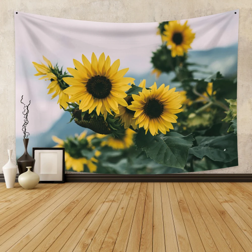 

Laeacco Fashion Tapestry Sunflower Plant Landscape Nordic Wall Hangings Decor For Bedroom Restaurant Living Room Dorm College
