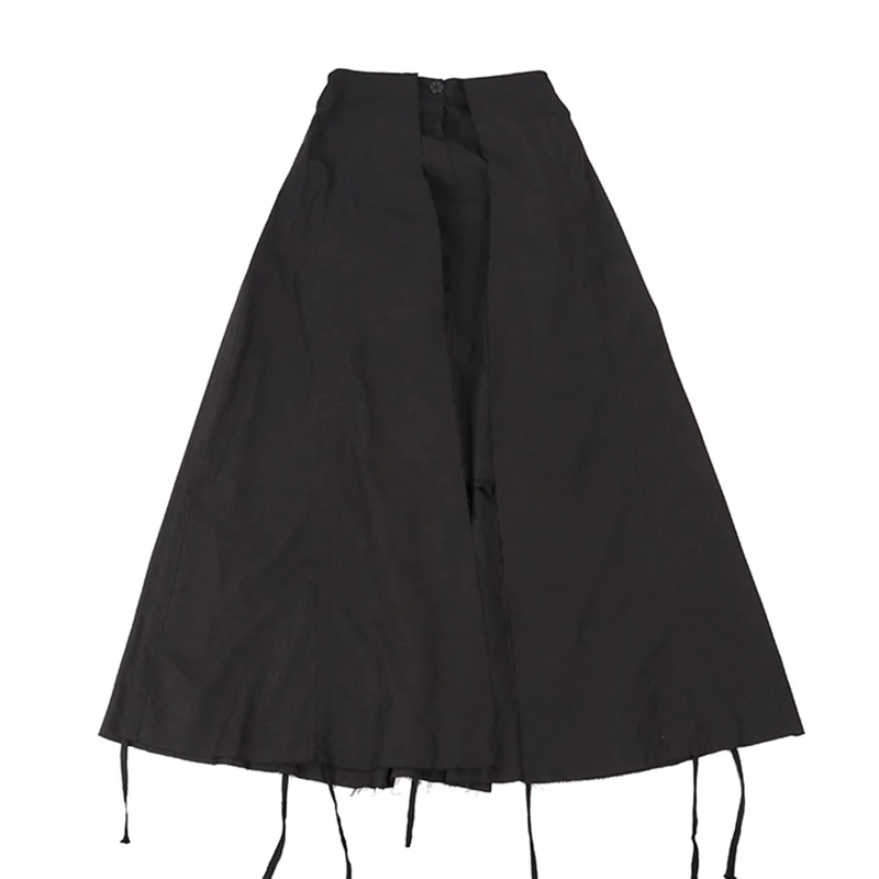 

[EAM] High Elastic Waist Black Drawstring Irregular Long Half-body Skirt Women Fashion Tide New Spring Autumn 2021 1DA983