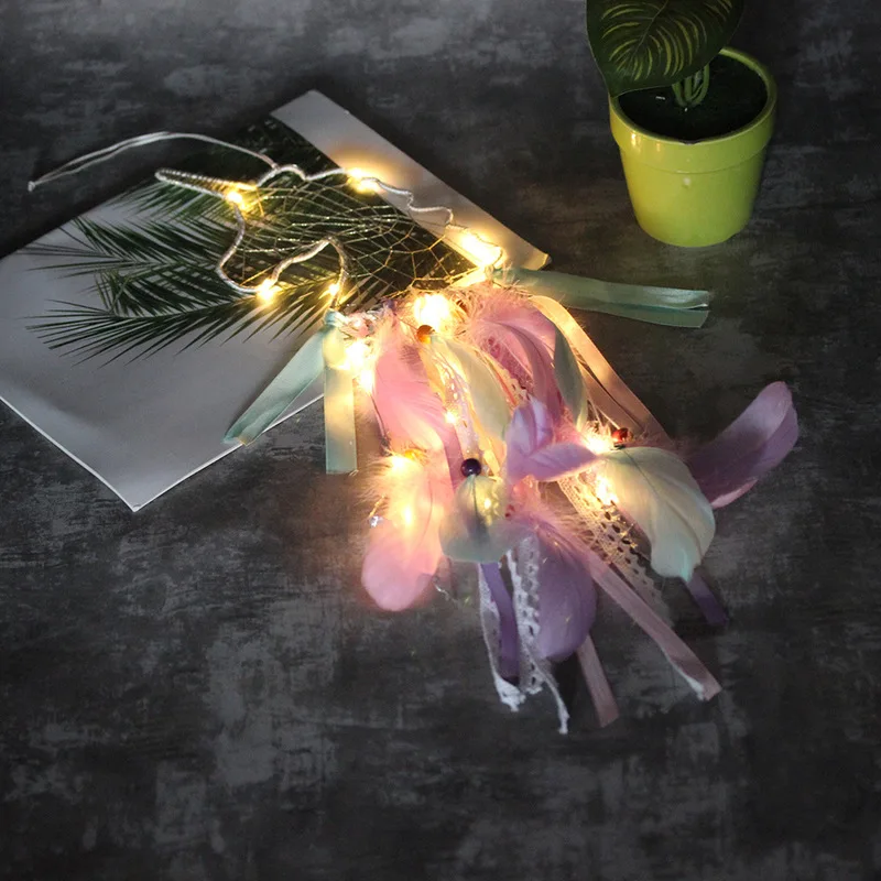 Креативный ночник в виде пера единорога Ловец снов украшения для комнаты