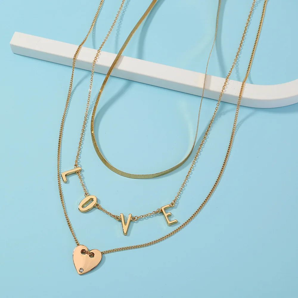 

Fashion Ins LOVE Personality Multi-layer Necklaces Love Pendant Layered Necklace Jewelry For Women Birthday Gift