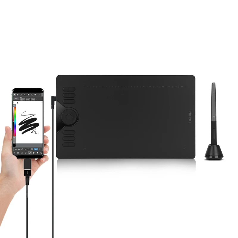 

HUION HS610 Graphic Tablets Digital Pen Tablet Phone Drawing Tablet with Tilt OTG Battery-Free Stylus for Android Windows macOS
