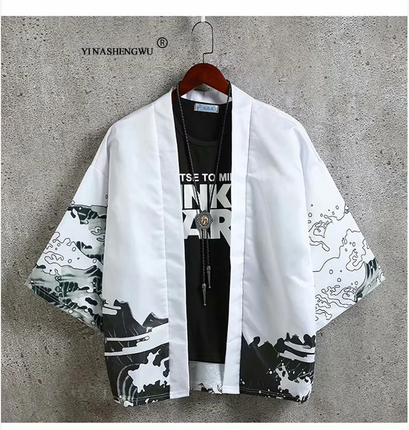 Kimonos Кардиган для мужчин юката женское традиционное японское кимоно унисекс Harajuku пляжная свободная тонкая рубашка Солнцезащитная рубашка пальто