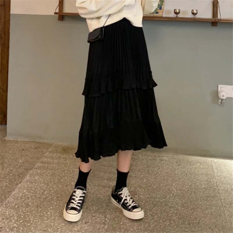 Плиссированные юбки длинные для женщин 2020 весна осень средние и с асимметричным