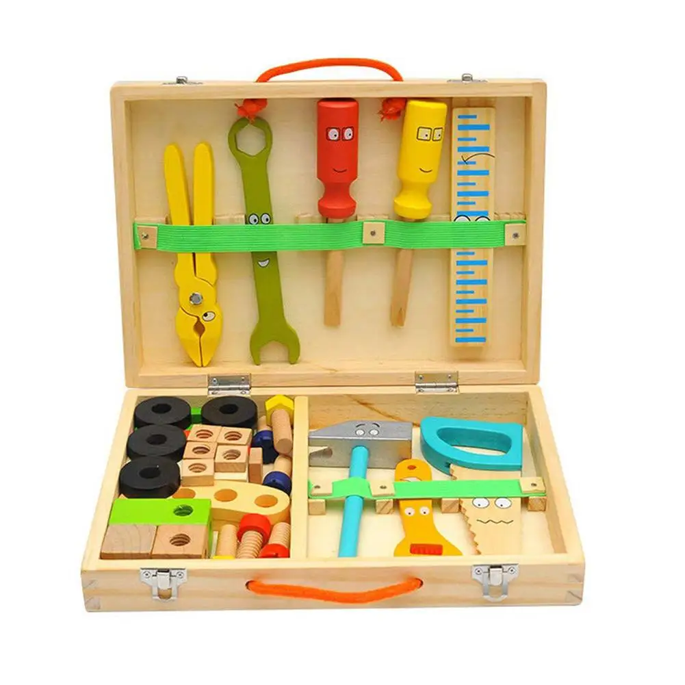 

Baby Wooden Toy Kids Handle Tool Box Games Learning Educational Wooden Tool Toy Screw Assembly Garden Toys For Children Boy